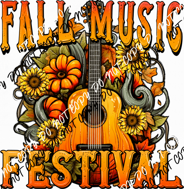 Fall Music Festival Guitar DTF Transfer - We Print U Press DTF Transfers