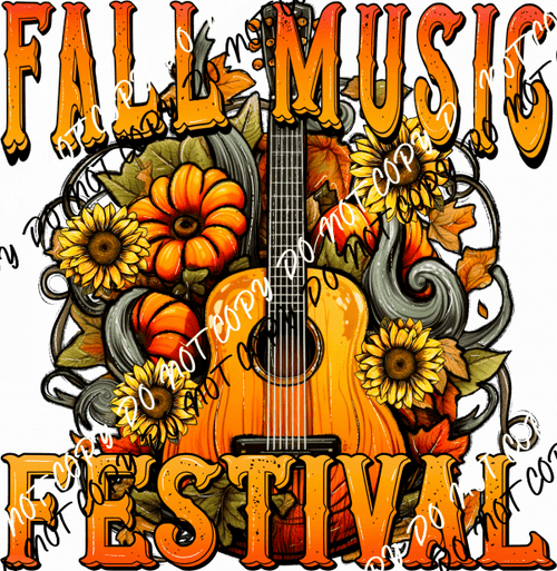 Fall Music Festival Guitar DTF Transfer - We Print U Press DTF Transfers