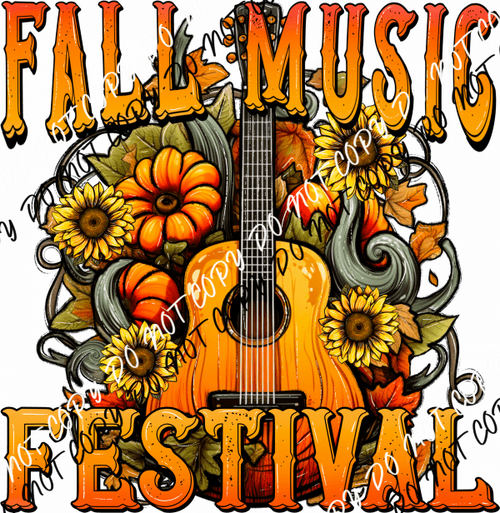 Fall Music Festival Guitar DTF Transfer - We Print U Press DTF Transfers