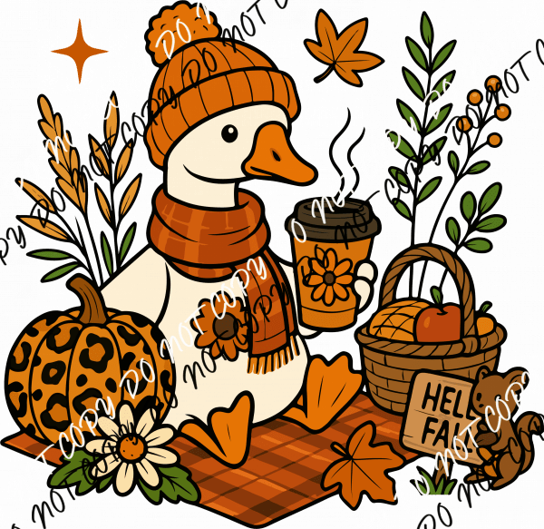 Fall Picnic Goose DTF Transfer - We Print U Press DTF Transfers
