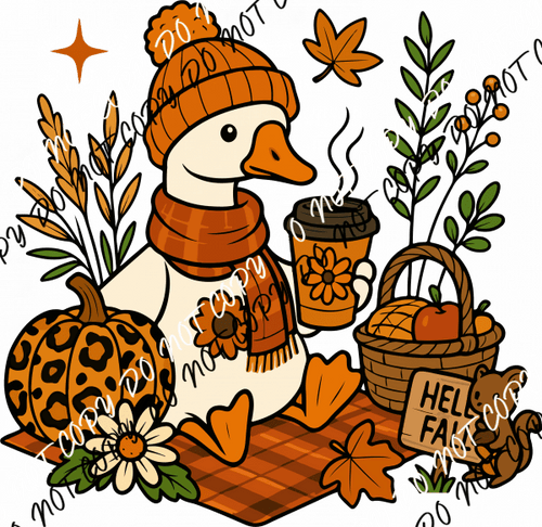 Fall Picnic Goose DTF Transfer - We Print U Press DTF Transfers