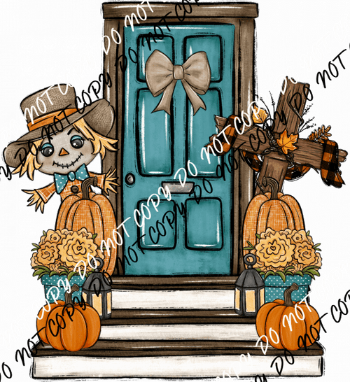 Fall Porch Scene DTF Transfer - We Print U Press DTF Transfers