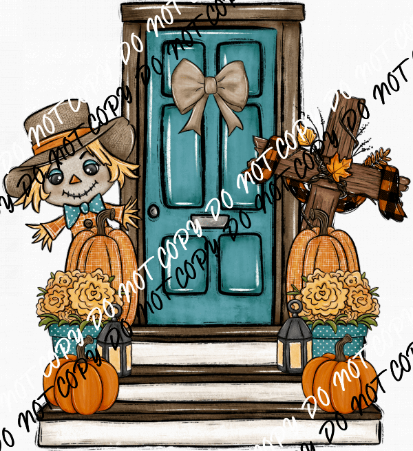 Fall Porch Scene DTF Transfer - We Print U Press DTF Transfers
