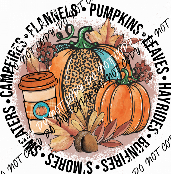 Fall Pumpkin Spice Leaves Hayrides DTF Transfer - We Print U Press DTF Transfers