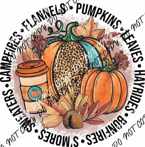 Fall Pumpkin Spice Leaves Hayrides DTF Transfer - We Print U Press DTF Transfers