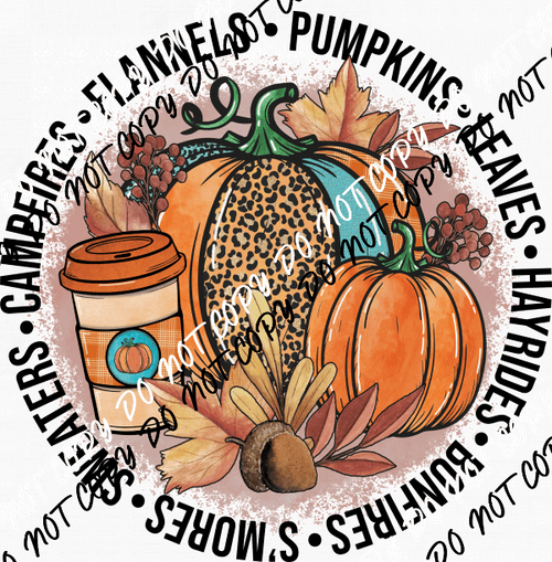 Fall Pumpkin Spice Leaves Hayrides DTF Transfer - We Print U Press DTF Transfers