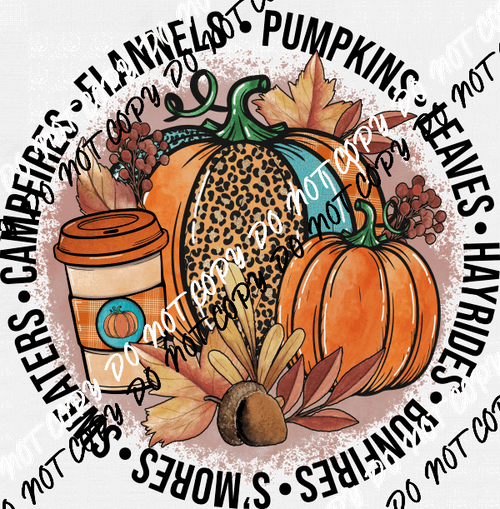 Fall Pumpkin Spice Leaves Hayrides DTF Transfer - We Print U Press DTF Transfers