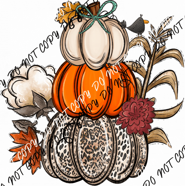 Fall Pumpkin Stack of 3 with Cotton DTF Transfer - We Print U Press DTF Transfers