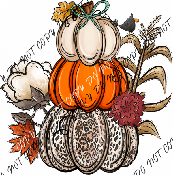 Fall Pumpkin Stack Of 3 With Cotton Dtf Transfer Transfers