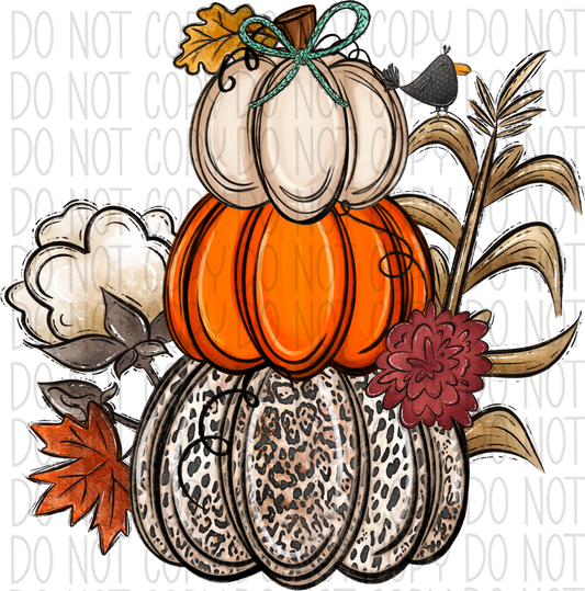 Fall Pumpkin Stack Of 3 With Cotton Dtf Transfer Transfers