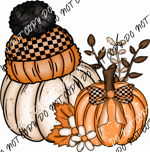 Fall Pumpkin Wearing a Knit Hat DTF Transfer - We Print U Press DTF Transfers