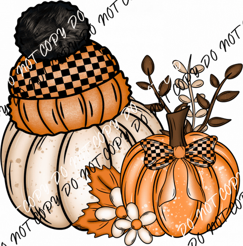 Fall Pumpkin Wearing a Knit Hat DTF Transfer - We Print U Press DTF Transfers