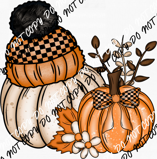 Fall Pumpkin Wearing a Knit Hat DTF Transfer - We Print U Press DTF Transfers