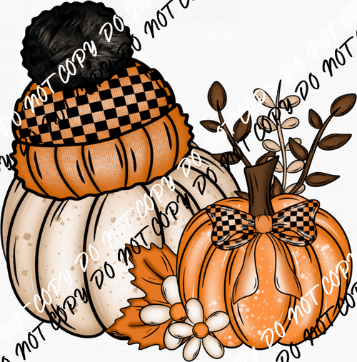 Fall Pumpkin Wearing a Knit Hat DTF Transfer - We Print U Press DTF Transfers