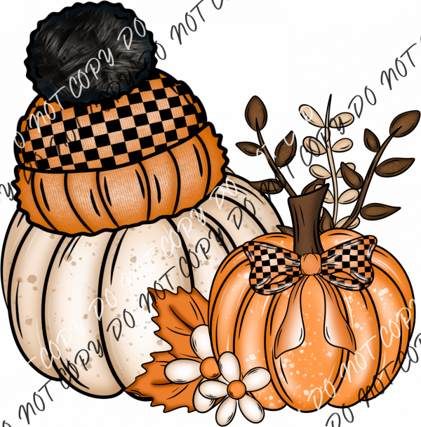 Fall Pumpkin Wearing A Knit Hat Dtf Transfer Rtp Transfers