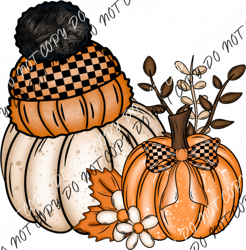 Fall Pumpkin Wearing A Knit Hat Dtf Transfer Rtp Transfers