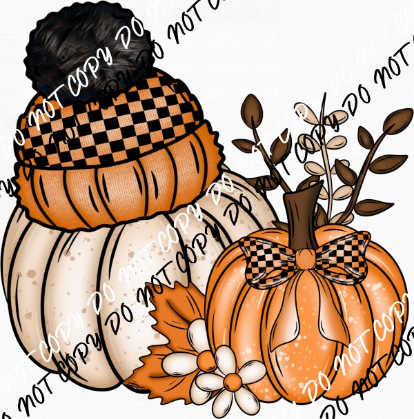 Fall Pumpkin Wearing a Knit Hat DTF Transfer - We Print U Press DTF Transfers