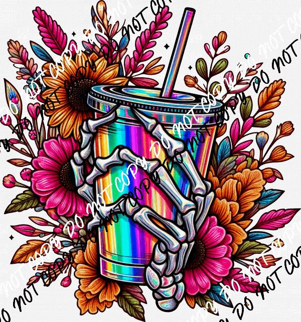 Fall Refreshment Skelly Hands Bright DTF Transfer - We Print U Press DTF Transfers