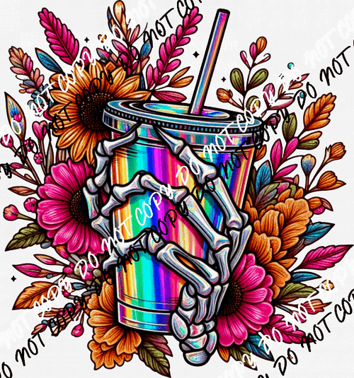 Fall Refreshment Skelly Hands Bright DTF Transfer - We Print U Press DTF Transfers