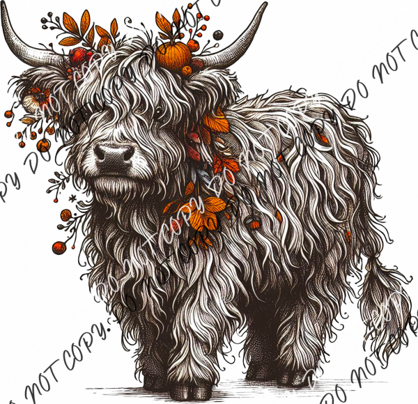 Fall Shaggy Cow Dtf Transfer Rtp Transfers