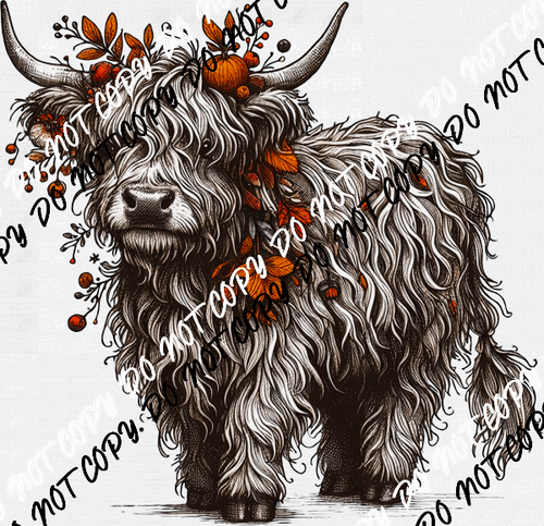 Fall Shaggy Cow DTF Transfer - We Print U Press DTF Transfers