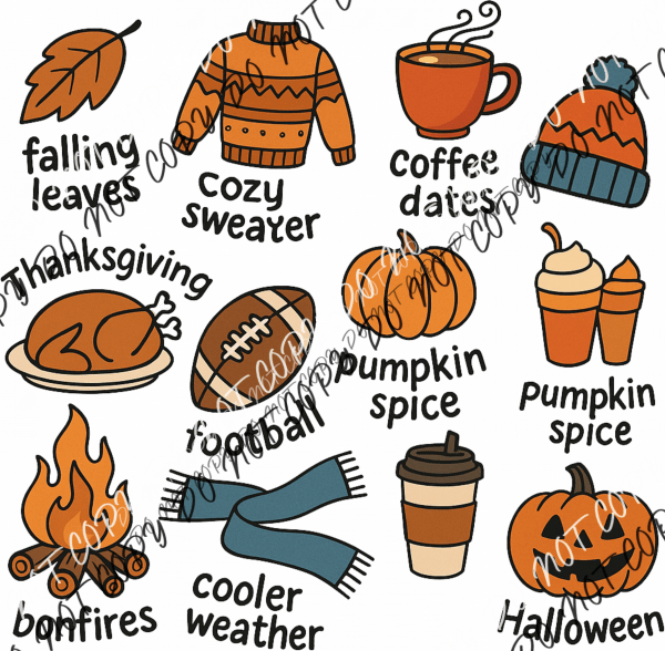 Fall Vibes Collage DTF Transfer - We Print U Press DTF Transfers