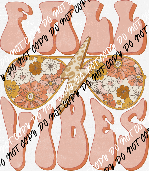 Fall Vibes Glasses and Lightning DTF Transfer - We Print U Press DTF Transfers