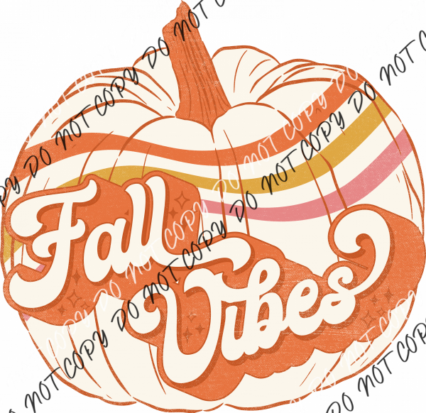 Fall Vibes Retro Stripe Pumpkin Cream Dtf Transfer