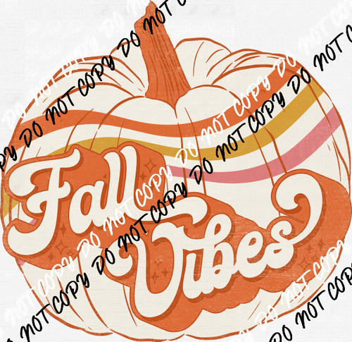 Fall Vibes Retro Stripe Pumpkin Cream DTF Transfer - We Print U Press DTF Transfers