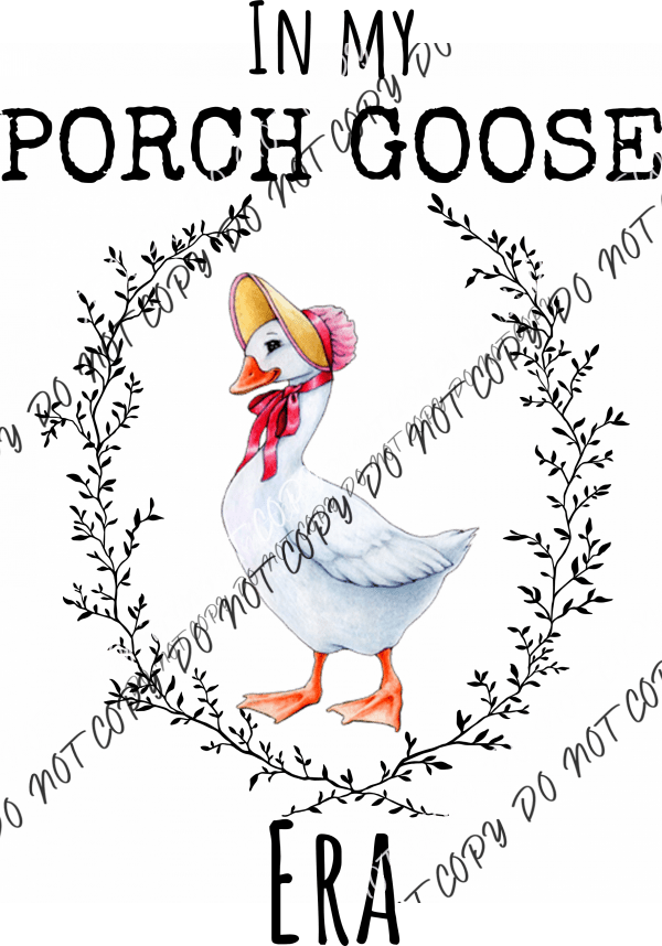 Fancy Porch Goose in Bonnet DTF Transfer - We Print U Press DTF Transfers