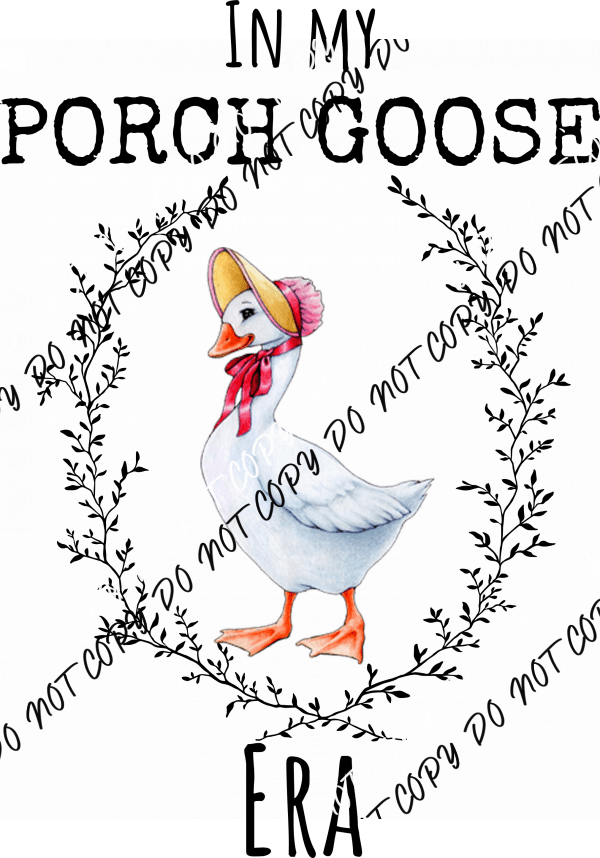 Fancy Porch Goose in Bonnet DTF Transfer - We Print U Press DTF Transfers