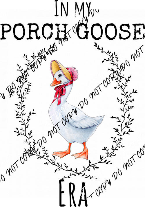 Fancy Porch Goose in Bonnet DTF Transfer - We Print U Press DTF Transfers