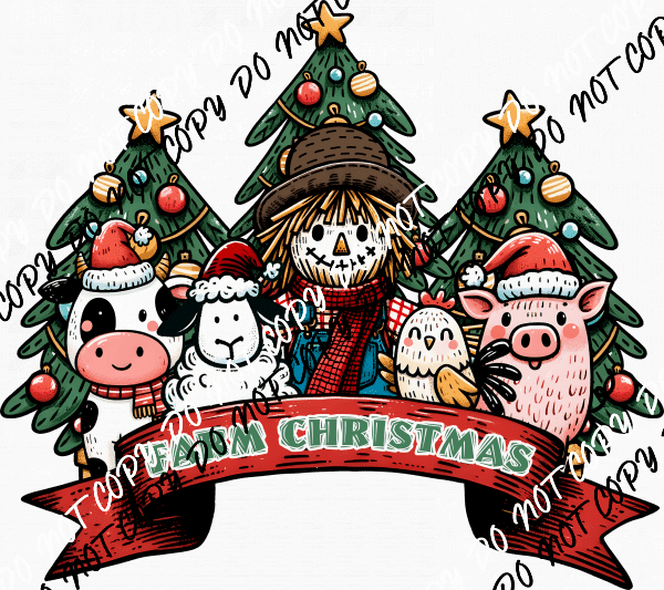 Farm Christmas Animals DTF Transfer - We Print U Press DTF Transfers