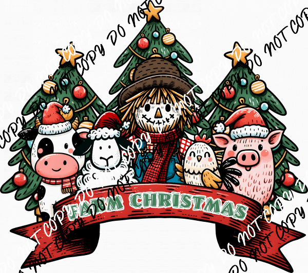 Farm Christmas Animals DTF Transfer - We Print U Press DTF Transfers