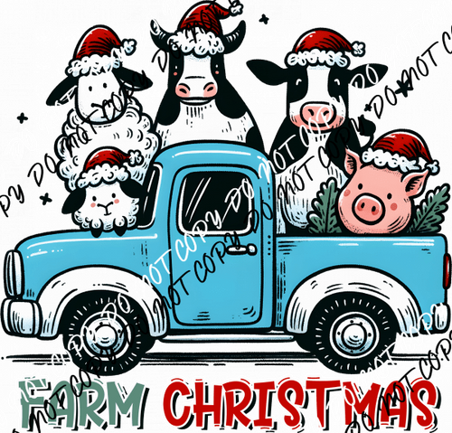 Farm Christmas Pickup DTF Transfer - We Print U Press DTF Transfers