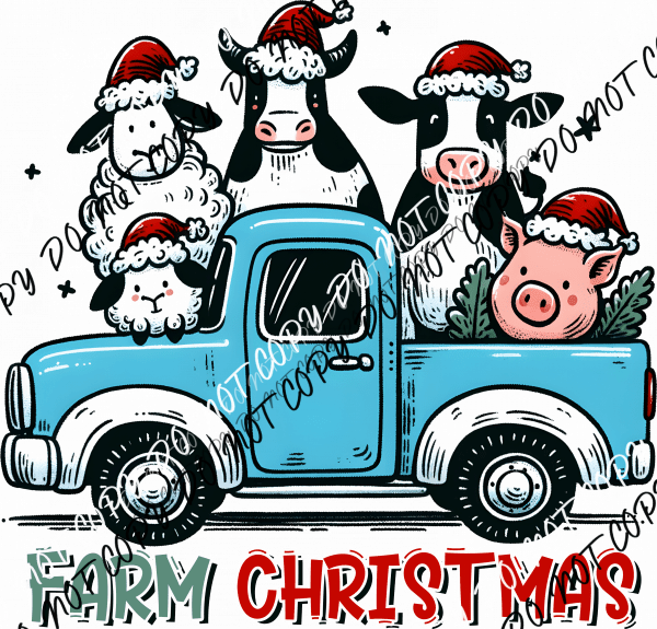 Farm Christmas Pickup DTF Transfer - We Print U Press DTF Transfers