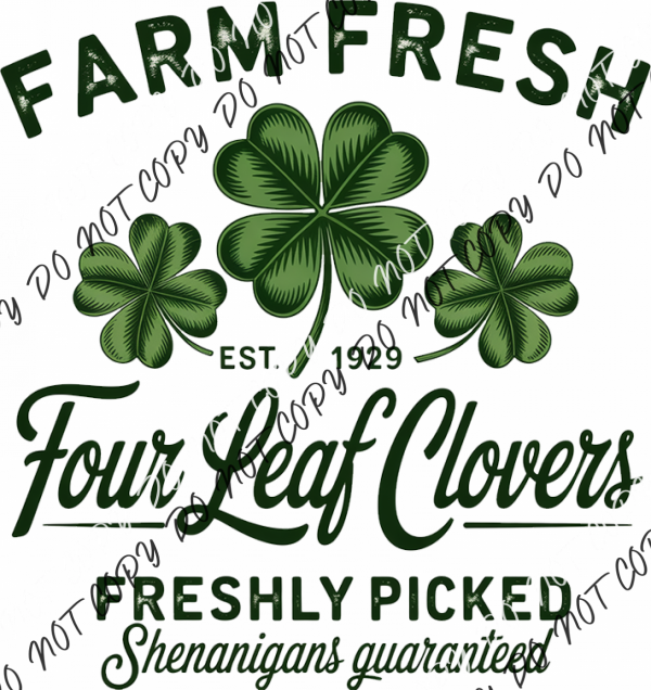 Farm Fresh Four Leaf Clovers DTF Transfer RTP DTF Transfers