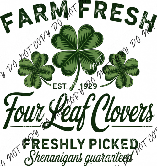 Farm Fresh Four Leaf Clovers DTF Transfer RTP DTF Transfers