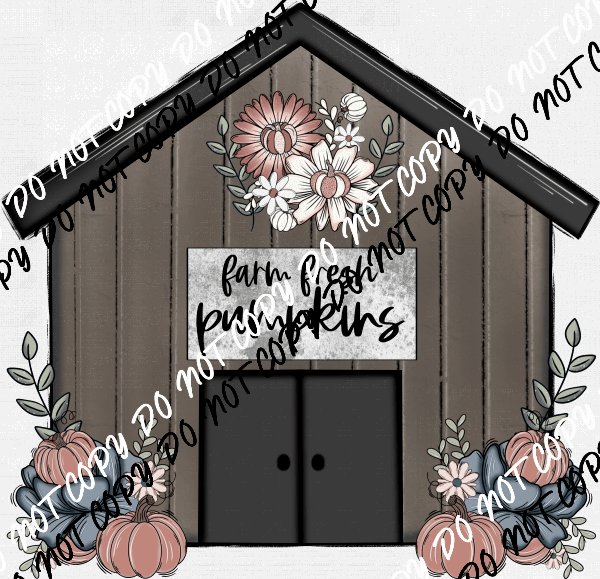 Farm Fresh Pumpkins Brown Barn DTF Transfer - We Print U Press DTF Transfers