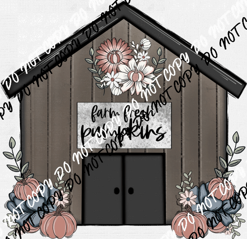 Farm Fresh Pumpkins Brown Barn DTF Transfer - We Print U Press DTF Transfers