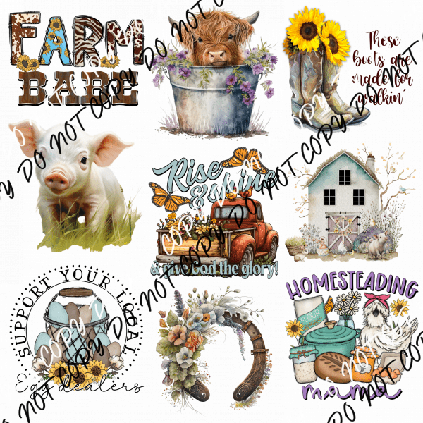 FARM LIFE MINI UV TRANSFER BUNDLE - We Print U Press DTF Transfers