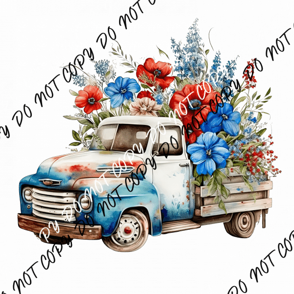 Farm Truck Flag Watercolor DTF Transfer - We Print U Press DTF Transfers