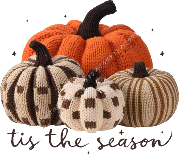 Faux Knit Tis the Season Pumpkins DTF Transfer RTP DTF Transfers