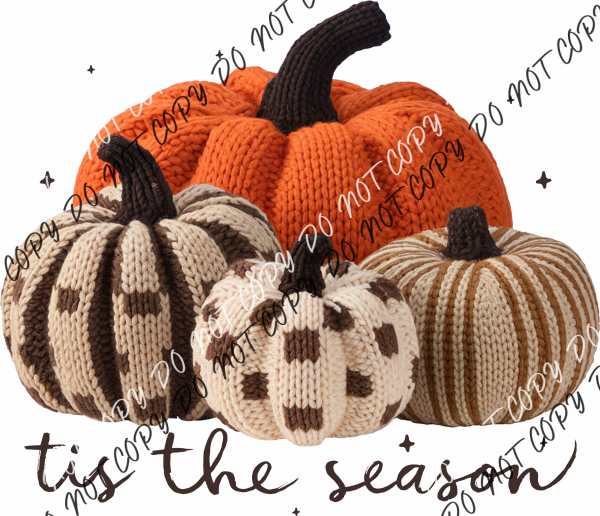 Faux Knit Tis the Season Pumpkins DTF Transfer RTP DTF Transfers