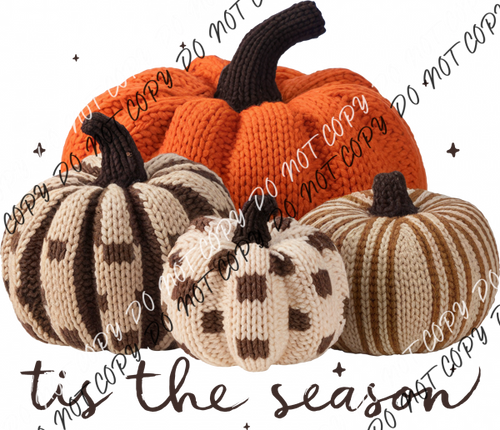 Faux Knit Tis the Season Pumpkins DTF Transfer RTP DTF Transfers