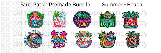 Faux Patch Summer - Beach Premade Bundle Dtf Transfers
