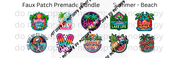 Faux Patch Summer - Beach Premade Bundle - We Print U Press DTF Transfers