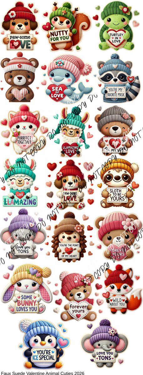 Faux Suede Valentine Animal Cuties 2026 Pre Made Bundle
