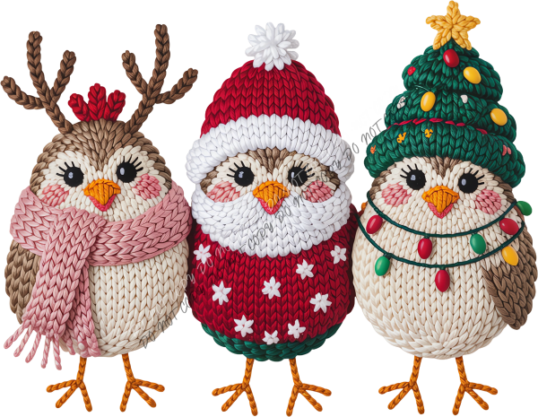 Faux Yarn Christmas Chicks DTF Transfer RTP DTF Transfers
