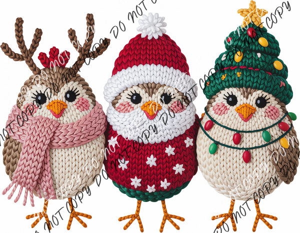 Faux Yarn Christmas Chicks DTF Transfer RTP DTF Transfers